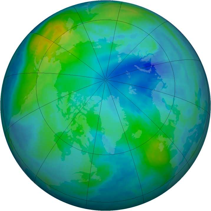 Arctic ozone map for 20 October 2000